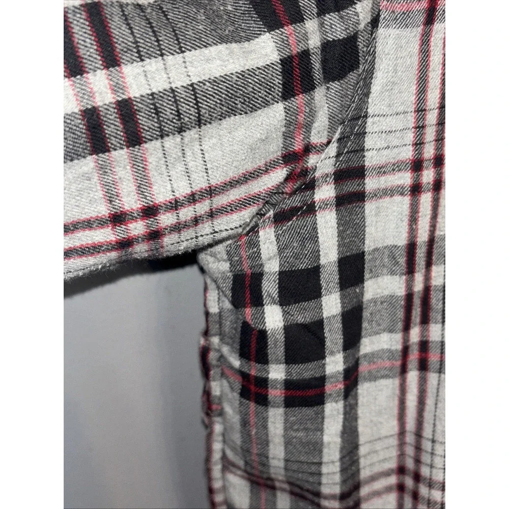 David Taylor Mens Large Grey Black Red Plaid Sherpa Lined Flannel Shacket Jacket